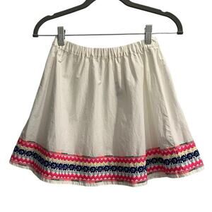Crewcuts Size Large 10 / 12 Girls Skirt White With Embroidered Hemline NWT